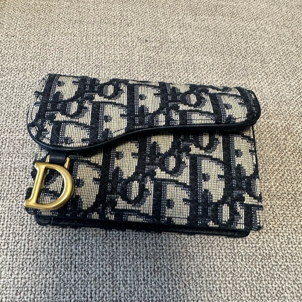 Dior Navy and Cream Monogram Wallet